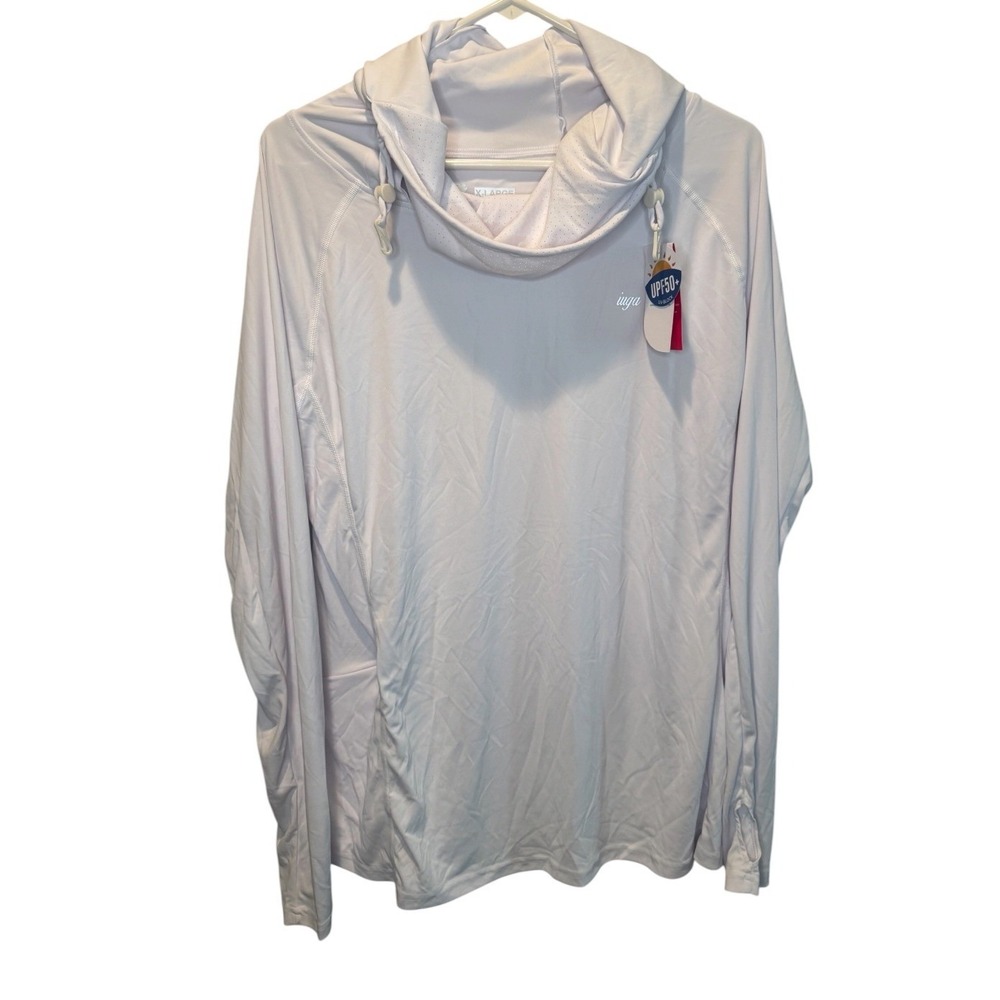 IUGA Womens White Sun Protection Hoodie UPF 50+ Thumbhole Pocket XL NEW